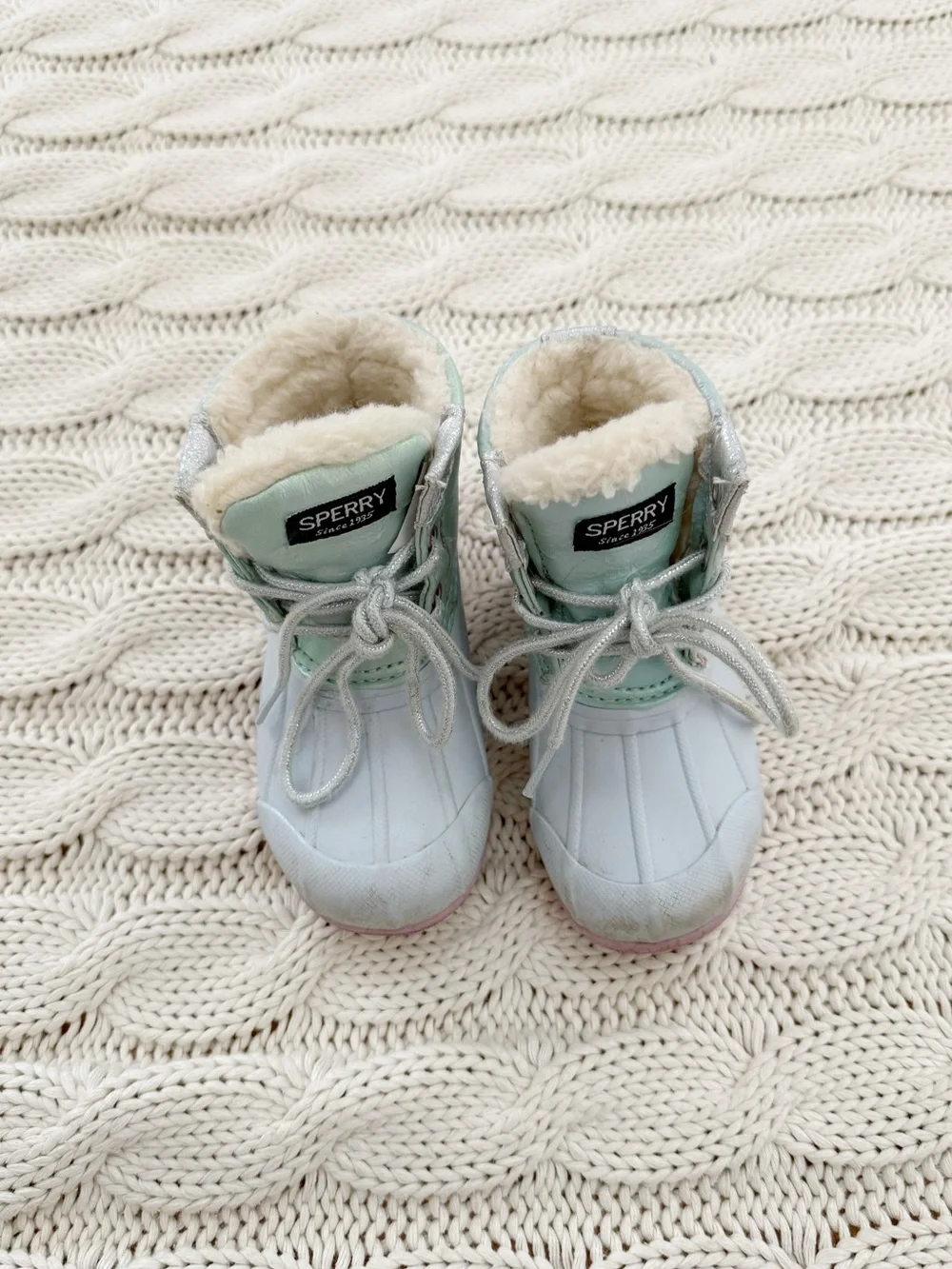 Sperry Kids Mint Green and Pink Lace-Up Ankle Boots